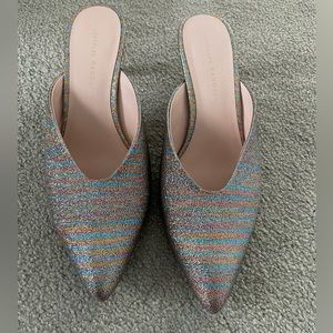 LOEFFLER RANDALL
Women's Juno Glitter Stripe Kitten Heel Mules